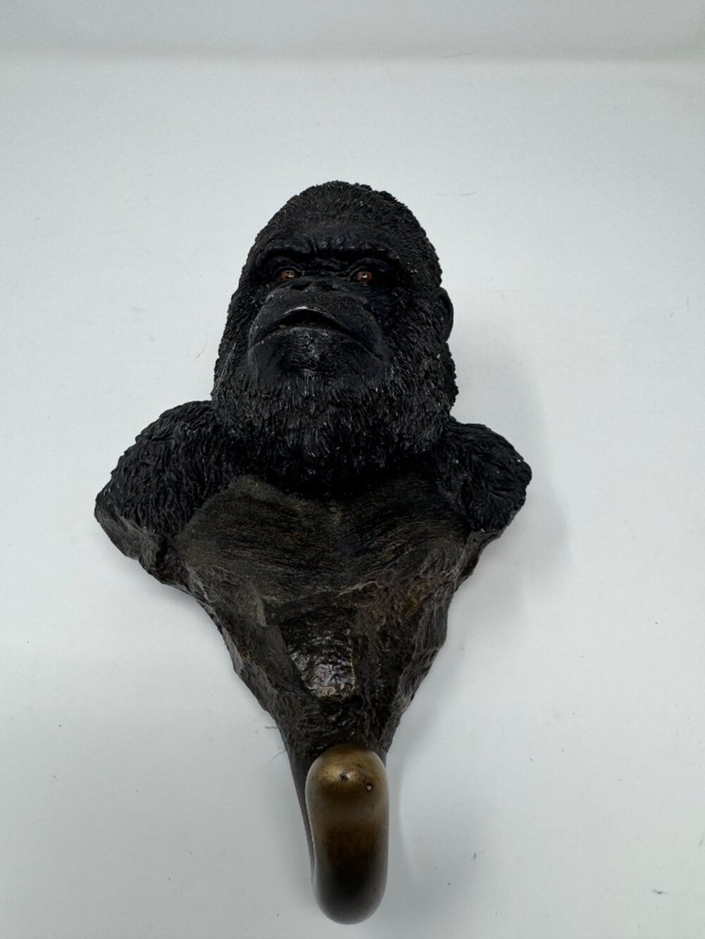 Realistic Gorilla Head Wall Hook Heavy Cast Resin Safari Jungle Decor